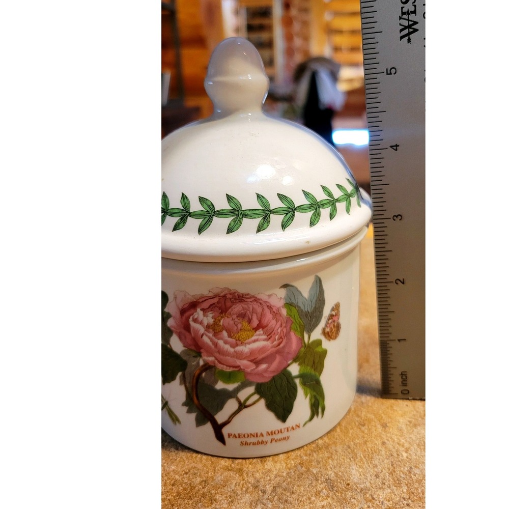 Portmeirion Botanic Garden Peony Sugar or Bath Jar Bowl With Lid Made in Britain - Picture 2 of 6